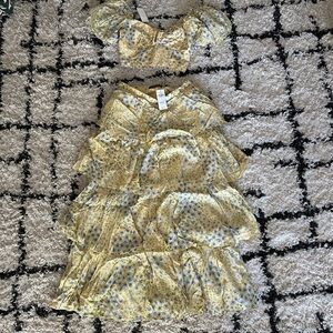 Abercrombie & Fitch Set -Tiered Skirt with puff sleeve sweetheart necklines top